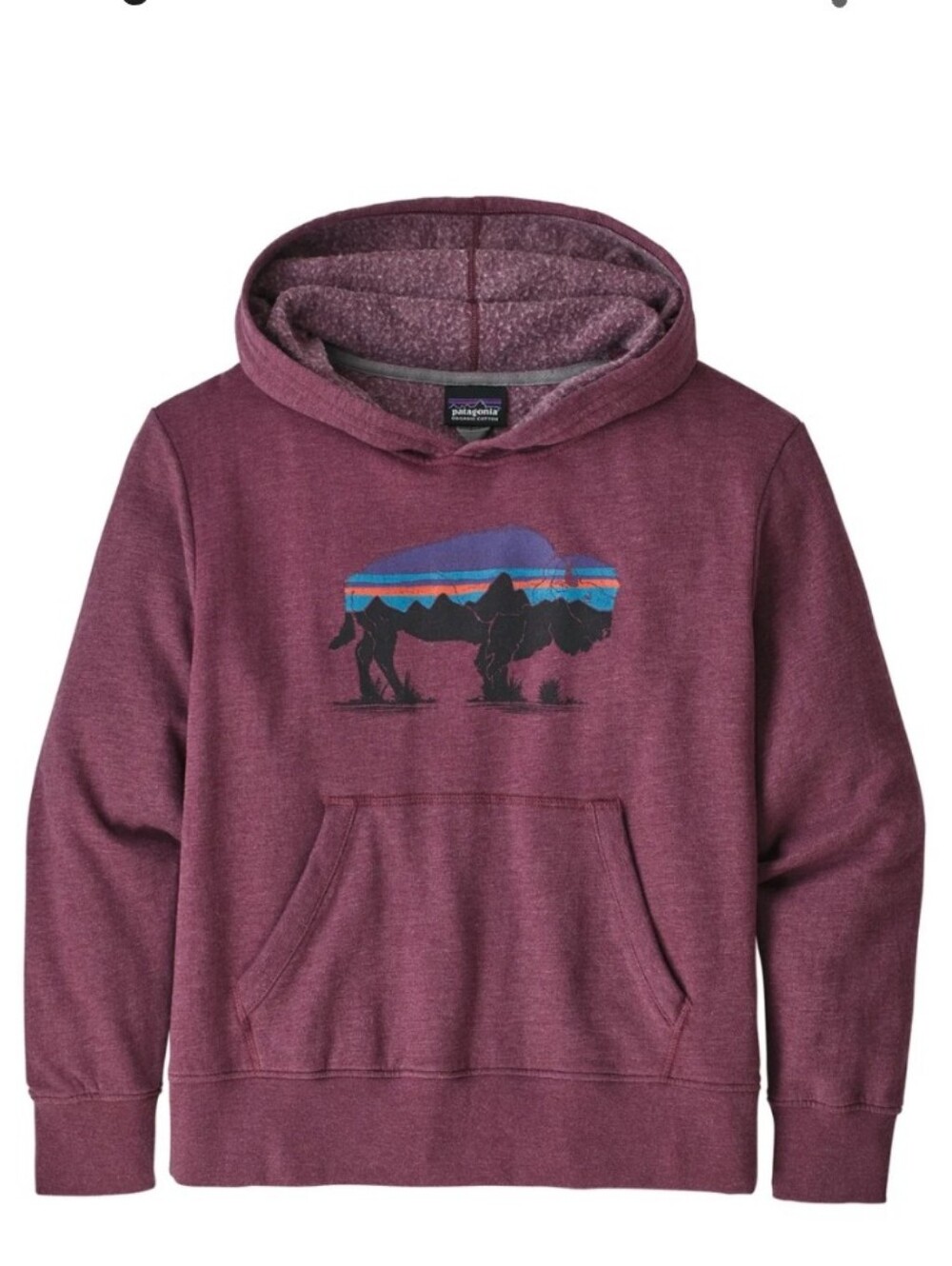 Patagonia Purple Hooded Sweatshirt with Buffalo Graphic Girl's Size XXL